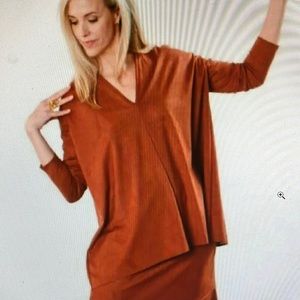 Elegant Rust V-Neck Women's Top